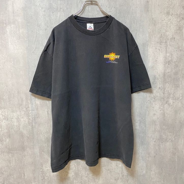 SUNCOAST Las Vegas CASINO　半袖プリントTシャツ　ワンポイント　黒　ブラック　XLサイズ　古着