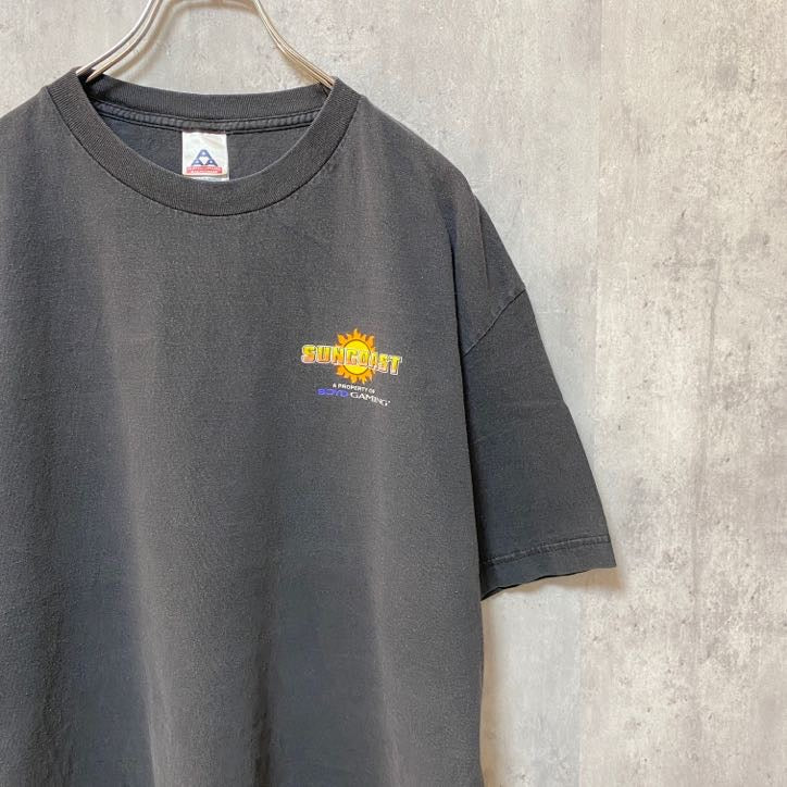 SUNCOAST Las Vegas CASINO　半袖プリントTシャツ　ワンポイント　黒　ブラック　XLサイズ　古着