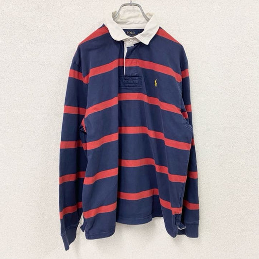 Polo by Ralph Lauren　ラルフローレン　CUSTOM FIT　ラガーシャツ　長袖ポロシャツ　ボーダー柄　レッド　ネイビー　XLサイズ