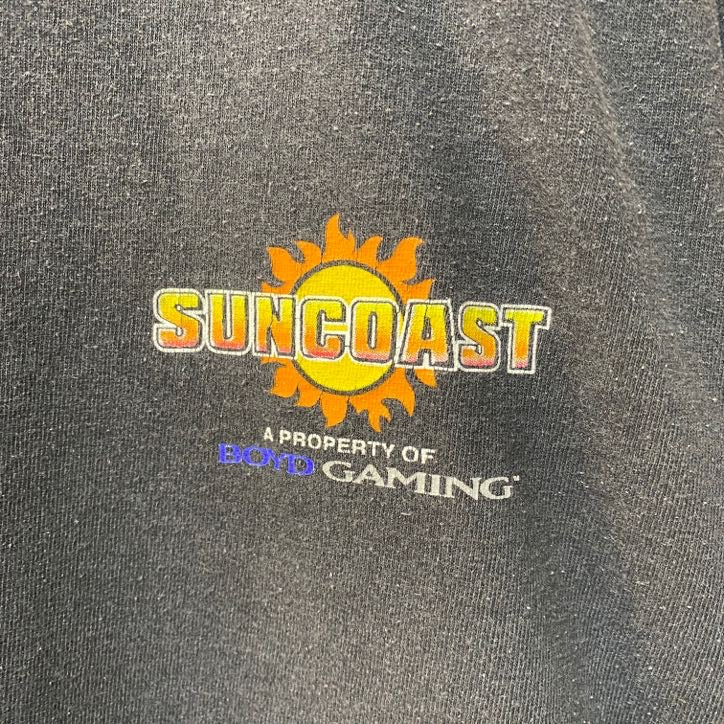 SUNCOAST Las Vegas CASINO　半袖プリントTシャツ　ワンポイント　黒　ブラック　XLサイズ　古着