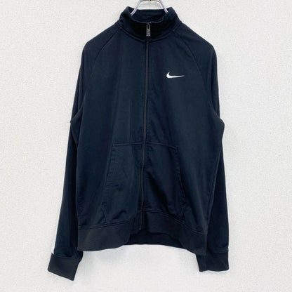 古着 used　NIKE　ナイキ　長袖トラックジャケット　フルジップジャージ　ワンポイントロゴ刺繍　黒　ブラック　Mサイズ