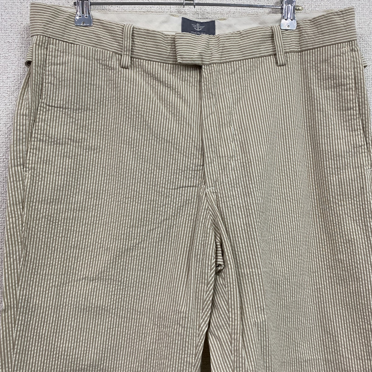 DOCKERS　ドッカーズ　シアサッカーパンツ　スラックス　ベージュ　W32サイズ　古着