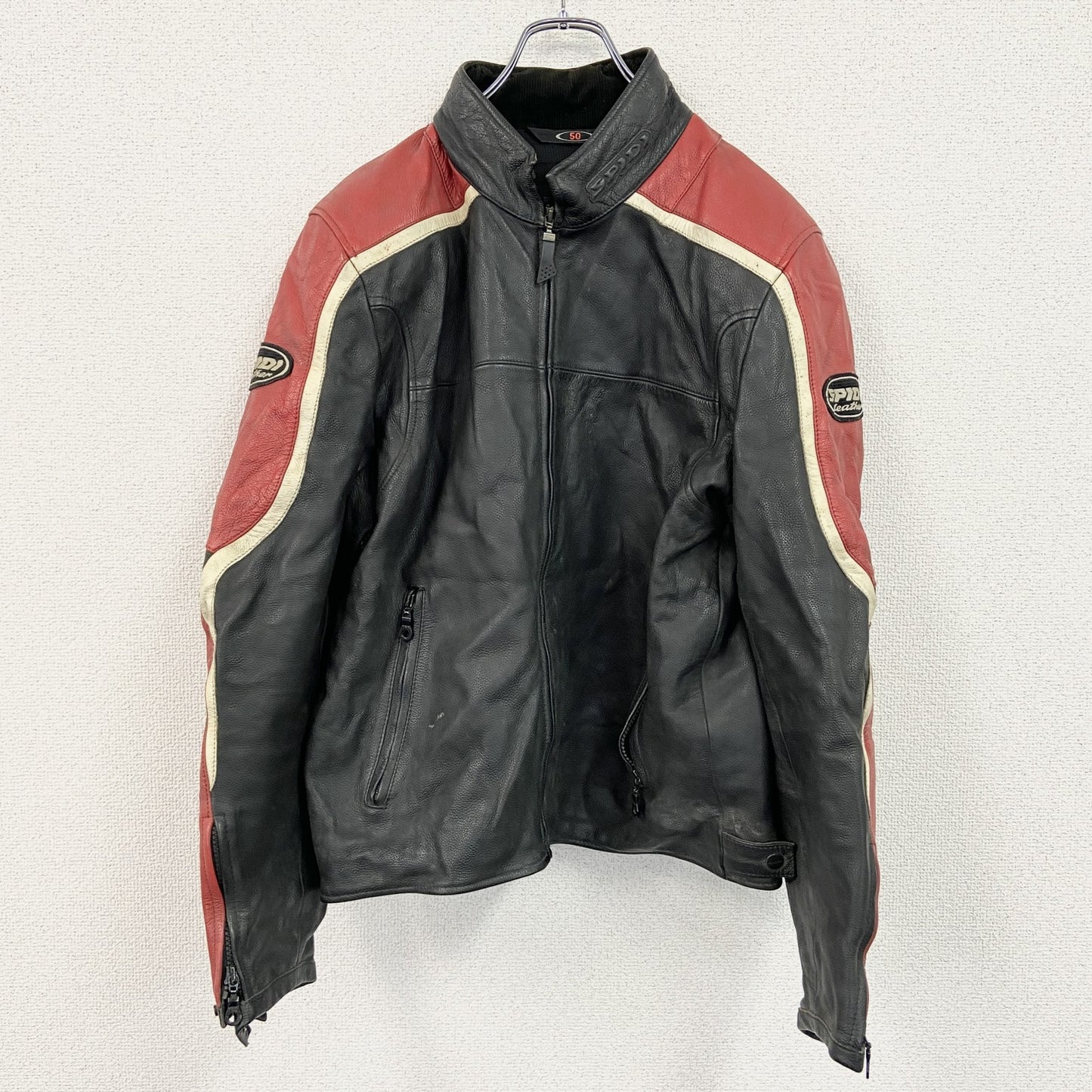 SPIDI　レザージャケット　ライディングジャケット　レーシングスーツ　黒　ブラック　50サイズ
