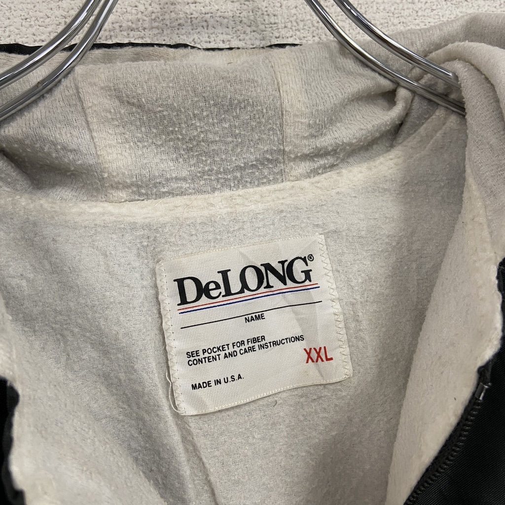 ～80s　DeLONG　デロング　アノラックパーカー　ロケットTALON　アーチプリント　ヴィンテージ　黒　ブラック　2XLサイズ　古着