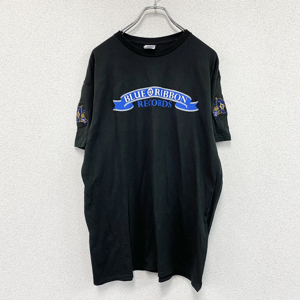 DELTA　デルタ　BLUE RIBBON RECORDS　半袖プリントTシャツ　黒　ブラック　Lサイズ　古着