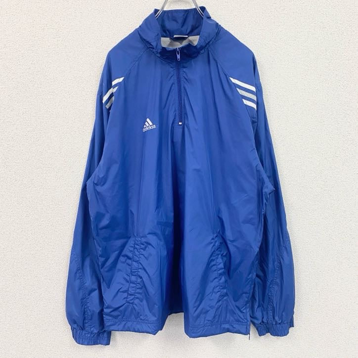 adidas　アディダス　プルオーバーナイロンジャケット　青　ブルー　2XLサイズ