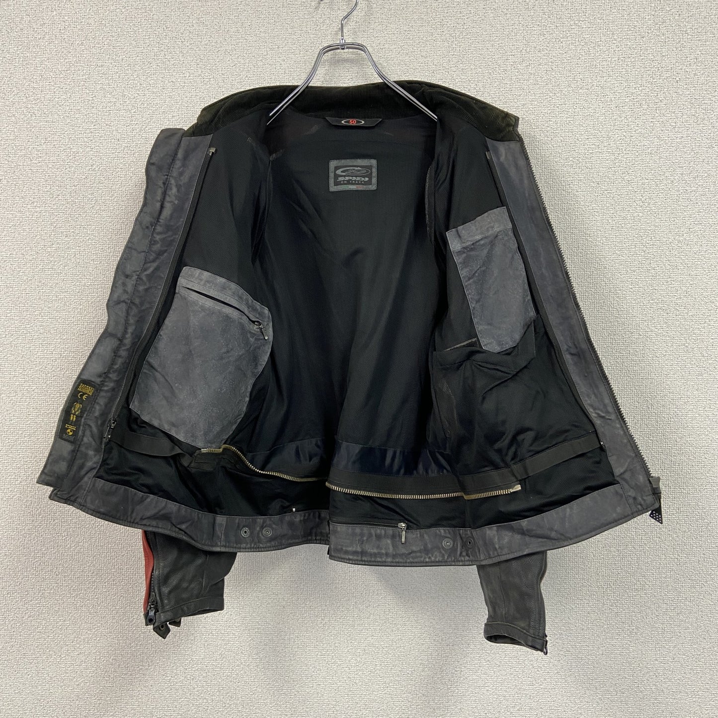 SPIDI　レザージャケット　ライディングジャケット　レーシングスーツ　黒　ブラック　50サイズ