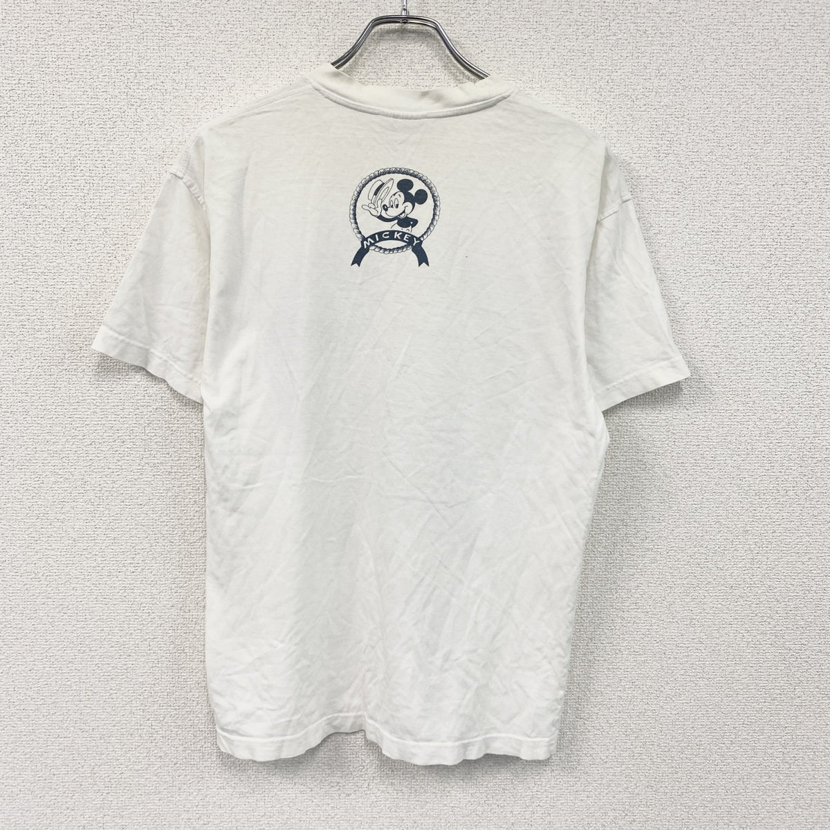 90s　Disney　ディズニー　ミッキーマウス　半袖プリントキャラクターTシャツ　ヴィンテージ　白　ホワイト　Sサイズ　古着