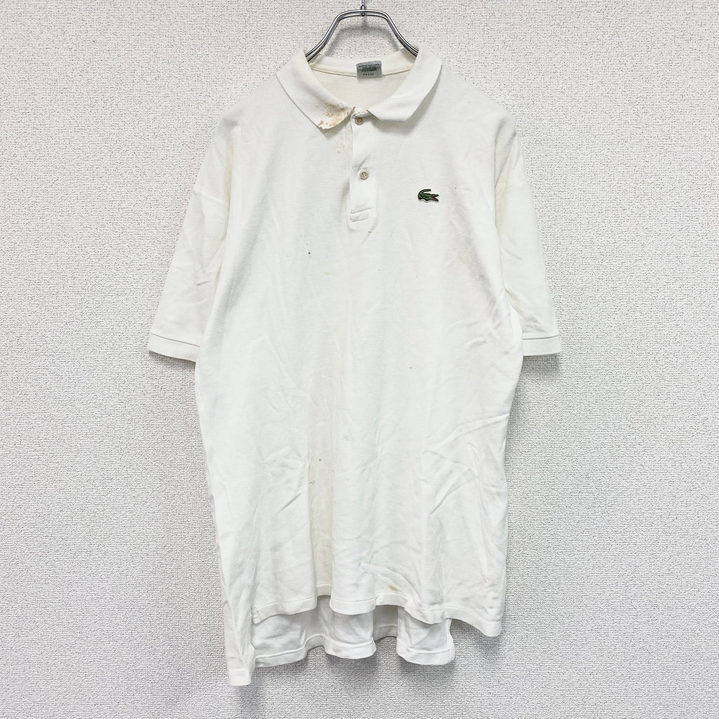 LACOSTE　ラコステ　半袖ポロシャツ　刺ロゴ　白　ホワイト　XLサイズ　古着
