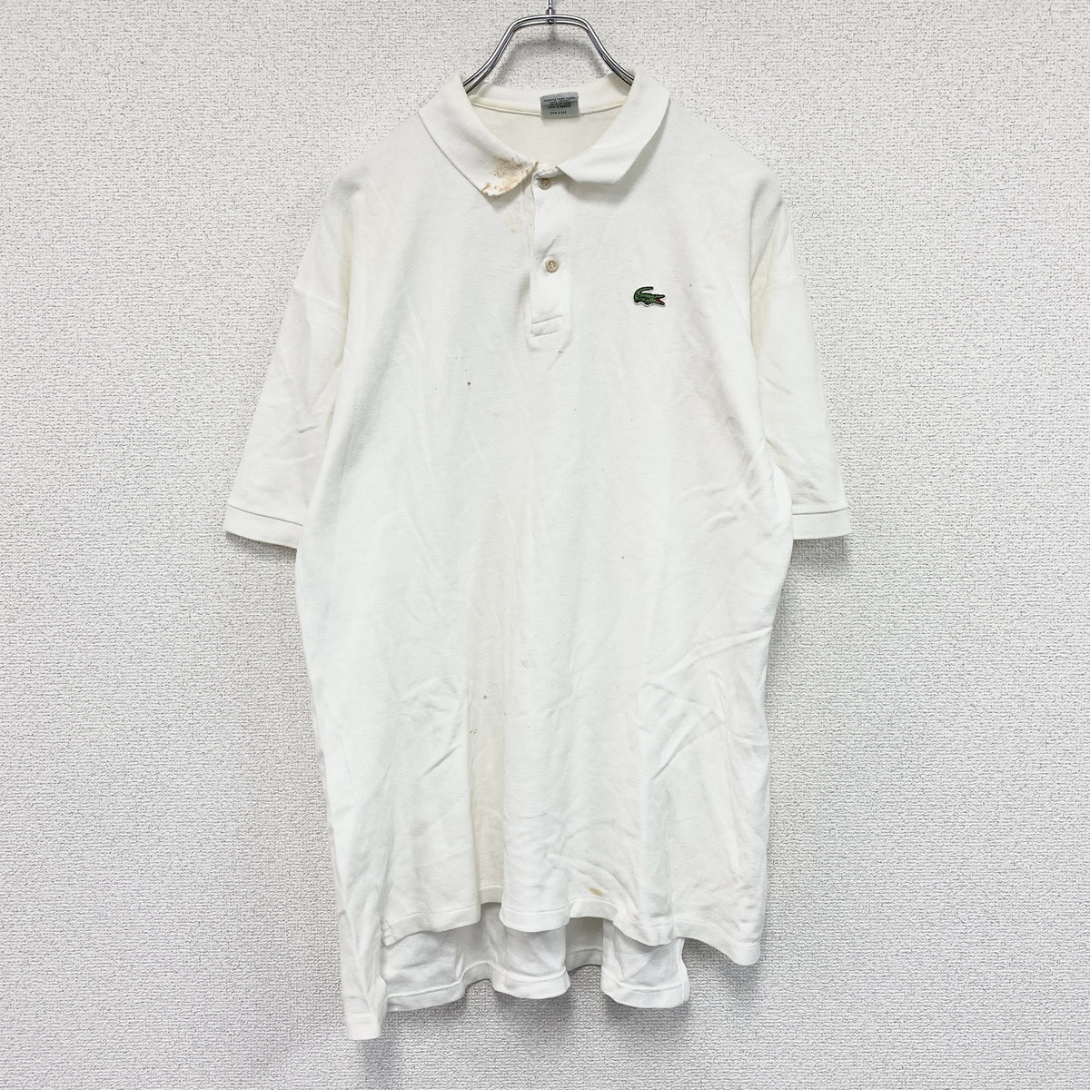 LACOSTE　ラコステ　半袖ポロシャツ　刺ロゴ　白　ホワイト　XLサイズ　古着