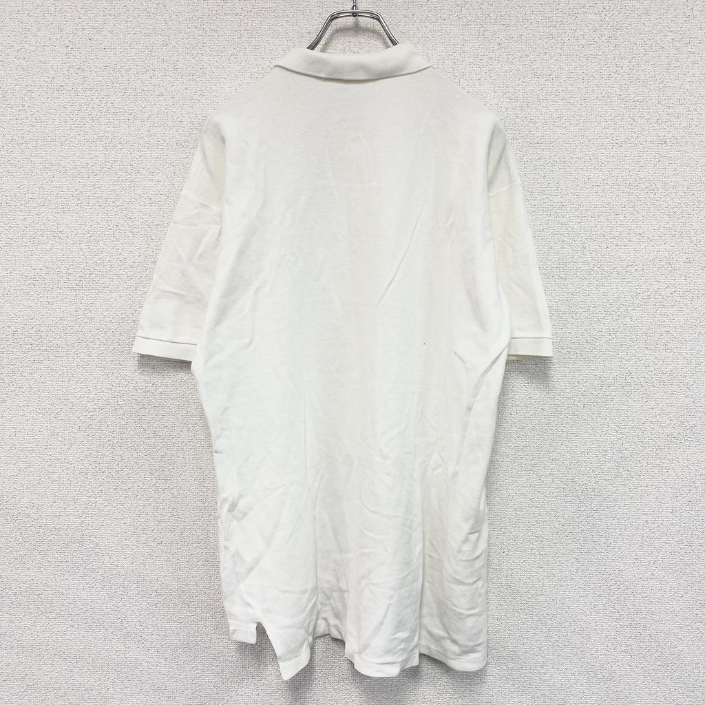 LACOSTE　ラコステ　半袖ポロシャツ　刺ロゴ　白　ホワイト　XLサイズ　古着