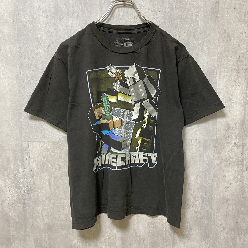 マインクラフト　minecraft　半袖ゲームプリントTシャツ　黒　ブラック　レトロデザイン　Mサイズ　古着
