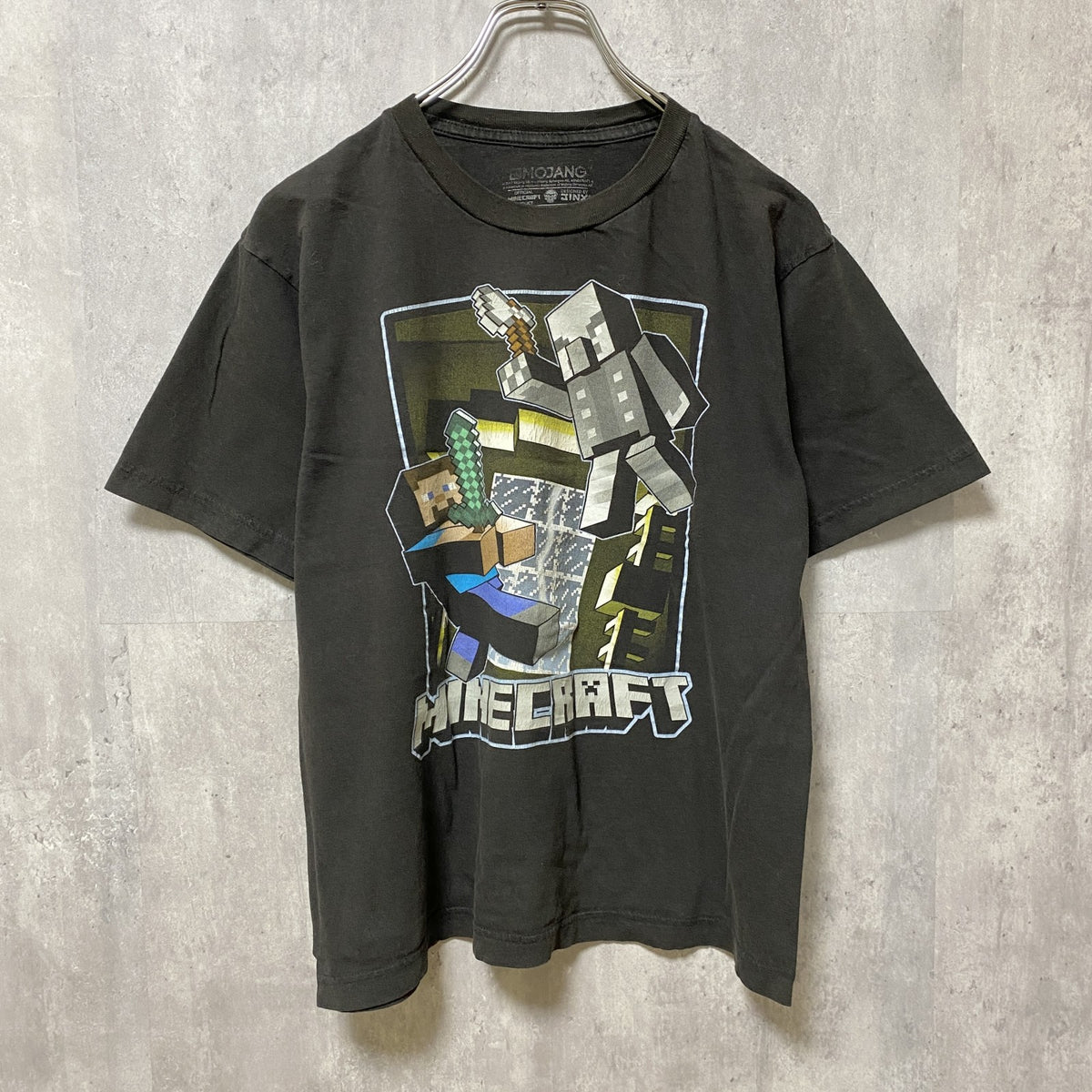 マインクラフト　minecraft　半袖ゲームプリントTシャツ　黒　ブラック　レトロデザイン　Mサイズ　古着