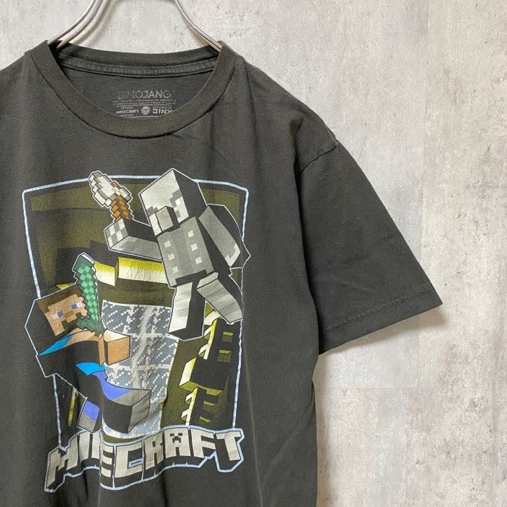 マインクラフト　minecraft　半袖ゲームプリントTシャツ　黒　ブラック　レトロデザイン　Mサイズ　古着