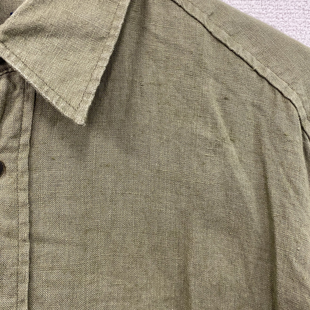 00s　OLD GAP　オールドギャップ　長袖リネンシャツ　ヴィンテージ　カーキ　Sサイズ　古着