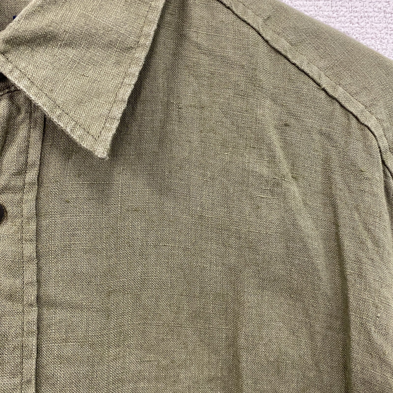00s　OLD GAP　オールドギャップ　長袖リネンシャツ　ヴィンテージ　カーキ　Sサイズ　古着