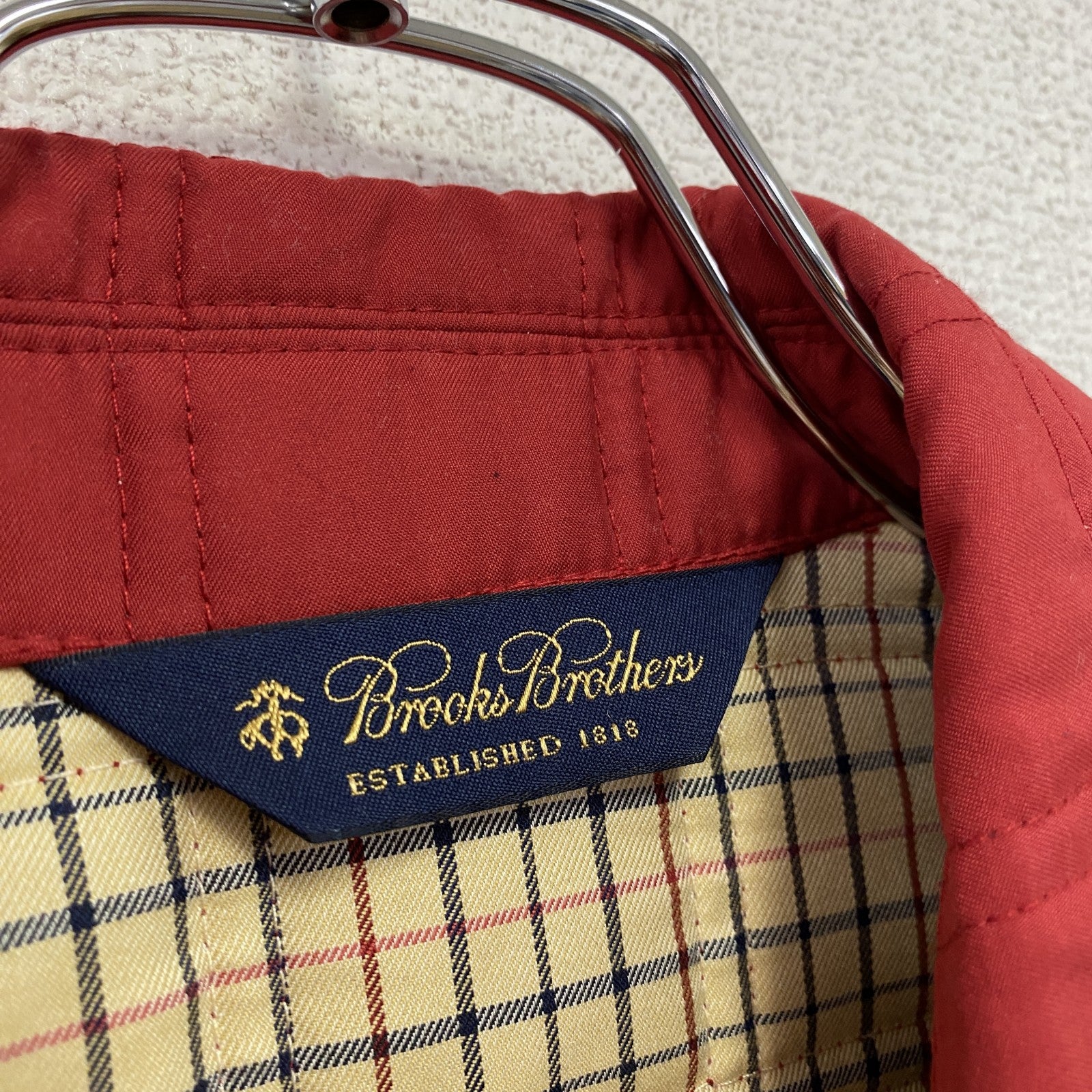 Brooks Brothers　ブルックス ブラザーズ　キルティングジャケット　中綿入り　チェックライナー　レッド　古着