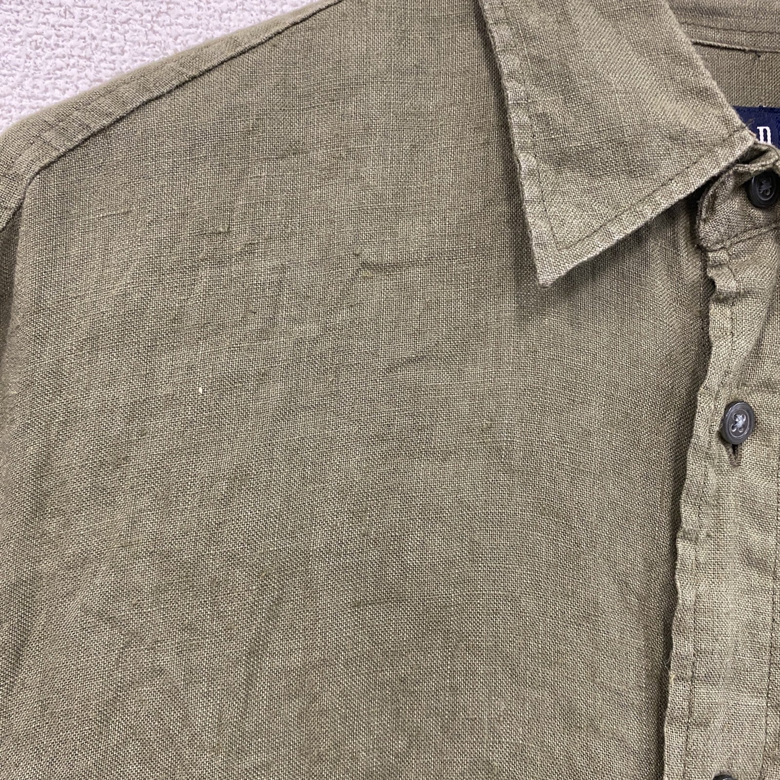 00s　OLD GAP　オールドギャップ　長袖リネンシャツ　ヴィンテージ　カーキ　Sサイズ　古着