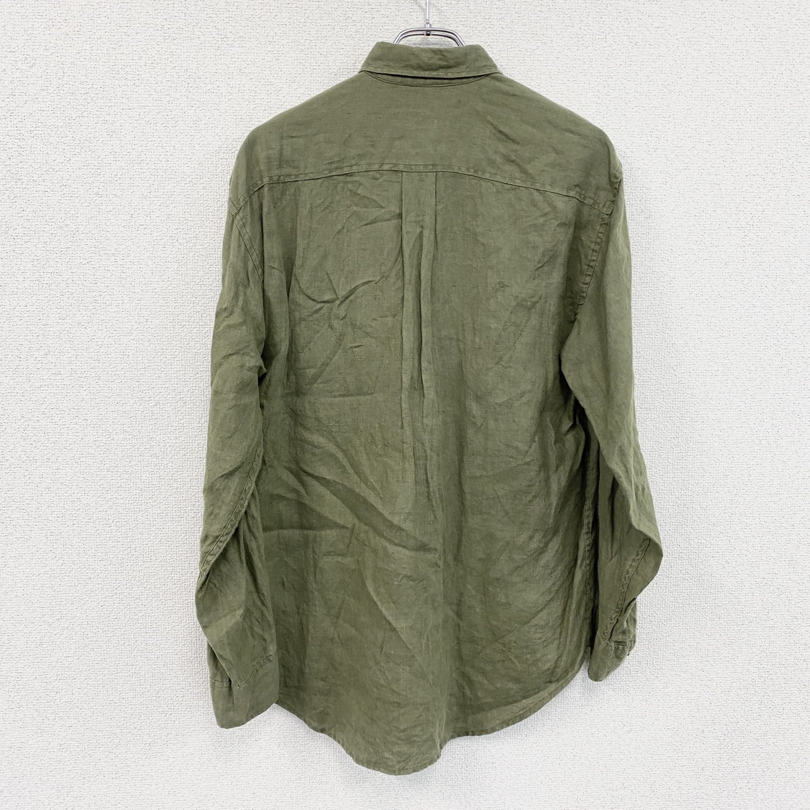 00s　OLD GAP　オールドギャップ　長袖リネンシャツ　ヴィンテージ　カーキ　Sサイズ　古着
