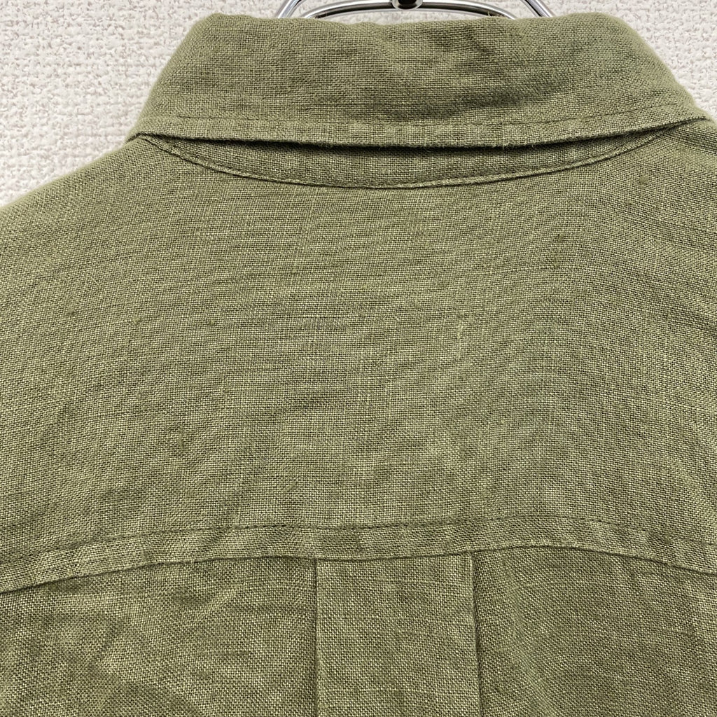 00s　OLD GAP　オールドギャップ　長袖リネンシャツ　ヴィンテージ　カーキ　Sサイズ　古着