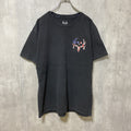 USA国旗　アメリカ　半袖プリントTシャツ　バックプリント　ワンポイント　黒　ブラック　デザイン　クルーネック　古着