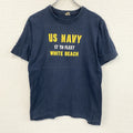 90s～　U.S.NAVY　アメリカ海軍　半袖プリントTシャツ　ヴィンテージ　シングルステッチ　紺　ネイビー　　古着