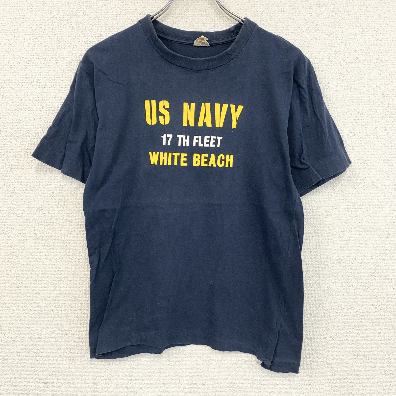 90s～　U.S.NAVY　アメリカ海軍　半袖プリントTシャツ　ヴィンテージ　シングルステッチ　紺　ネイビー　　古着