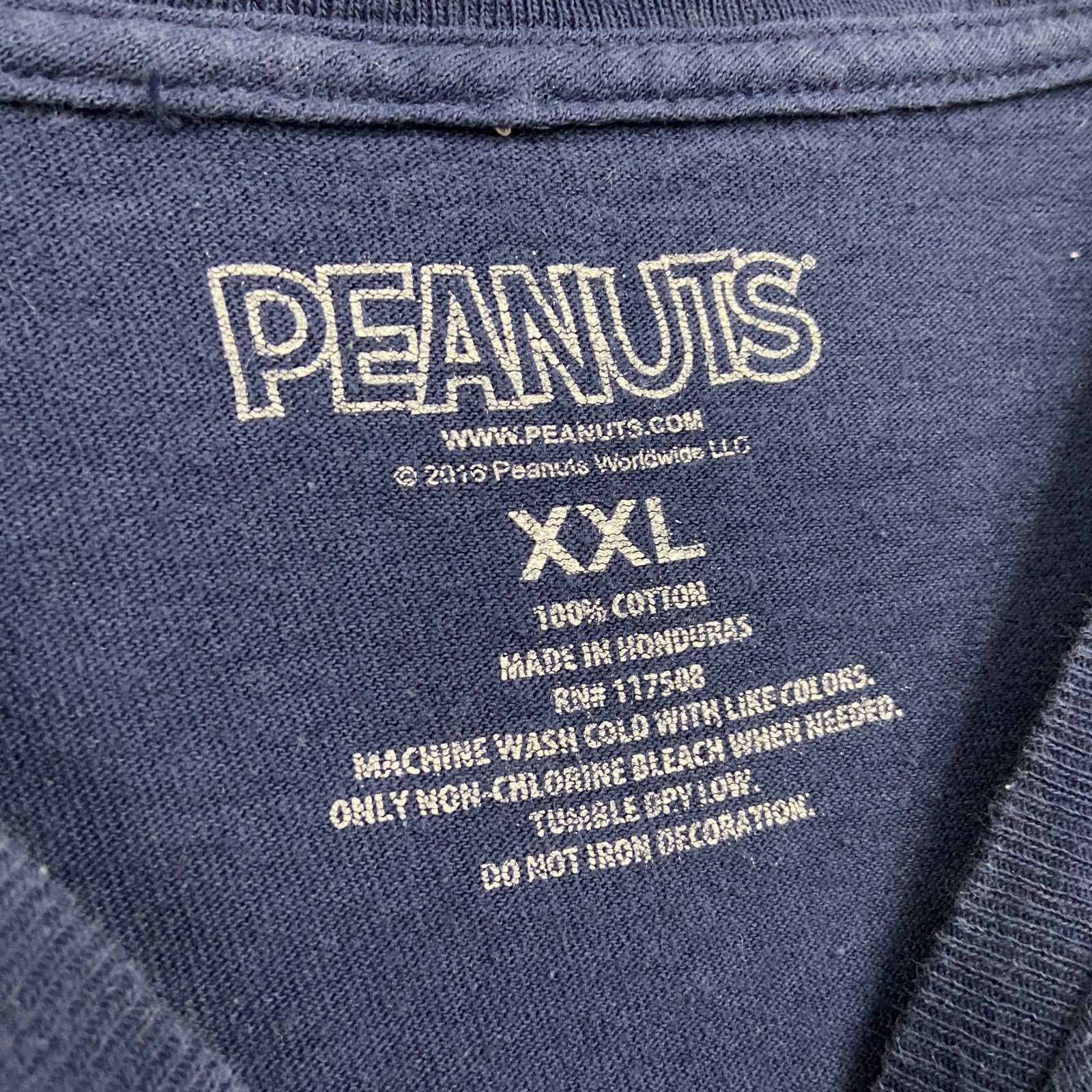 PEANUTS　ピーナッツ　SNOOPY　スヌーピー　半袖キャラクタープリントTシャツ　紺　ネイビー　2XLサイズ