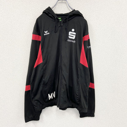 erima　トラックジャケット/ジャージパーカー　黒　ブラック　赤　レッド　XLサイズ