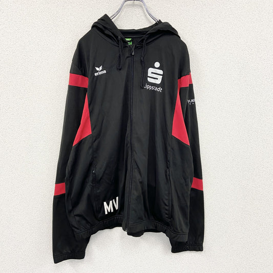 erima　トラックジャケット/ジャージパーカー　黒　ブラック　赤　レッド　XLサイズ