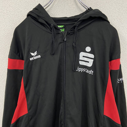 erima　トラックジャケット/ジャージパーカー　黒　ブラック　赤　レッド　XLサイズ
