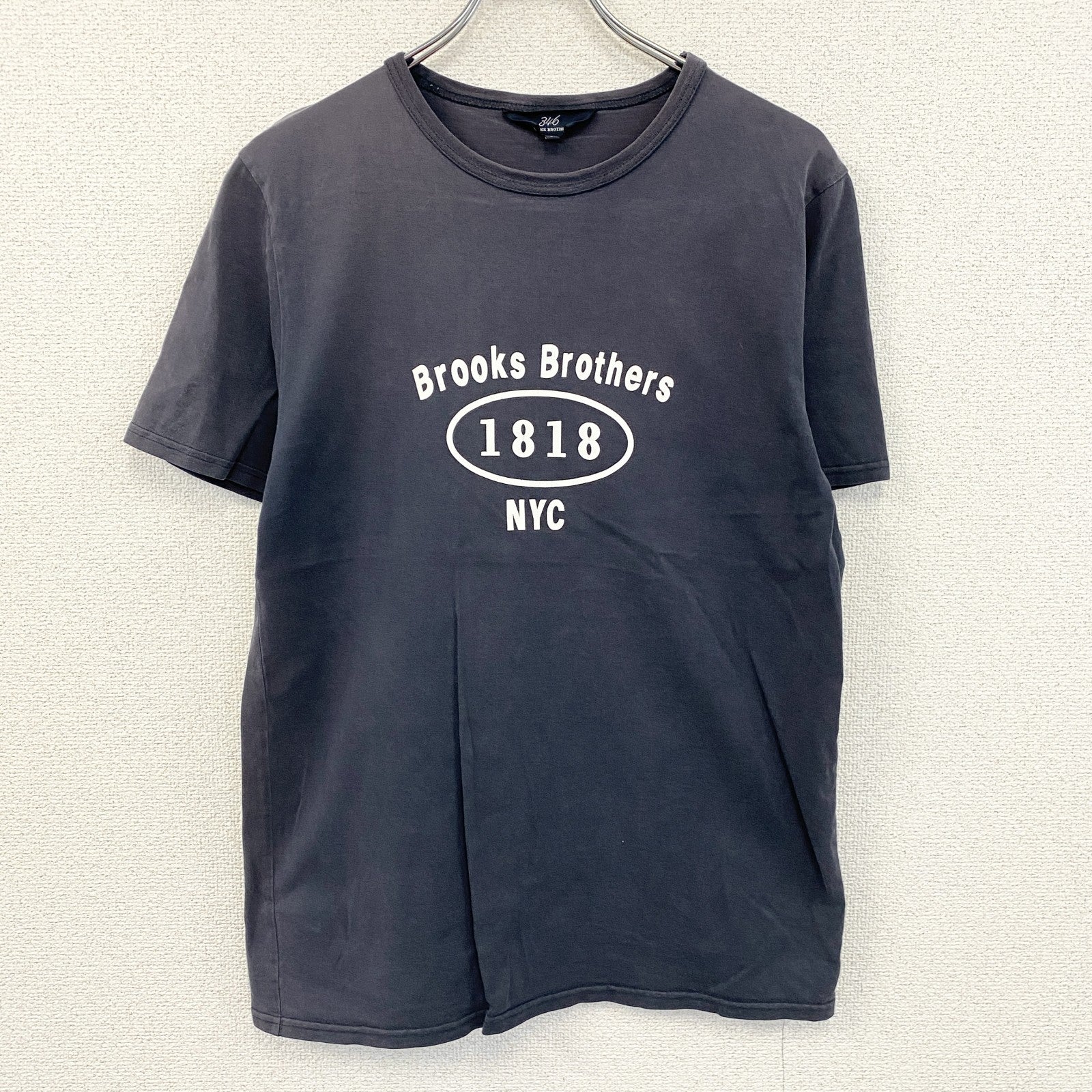 Brooks Brothers 346　ブルックスブラザーズ　半袖プリントTシャツ　紺　ネイビー　Sサイズ　古着