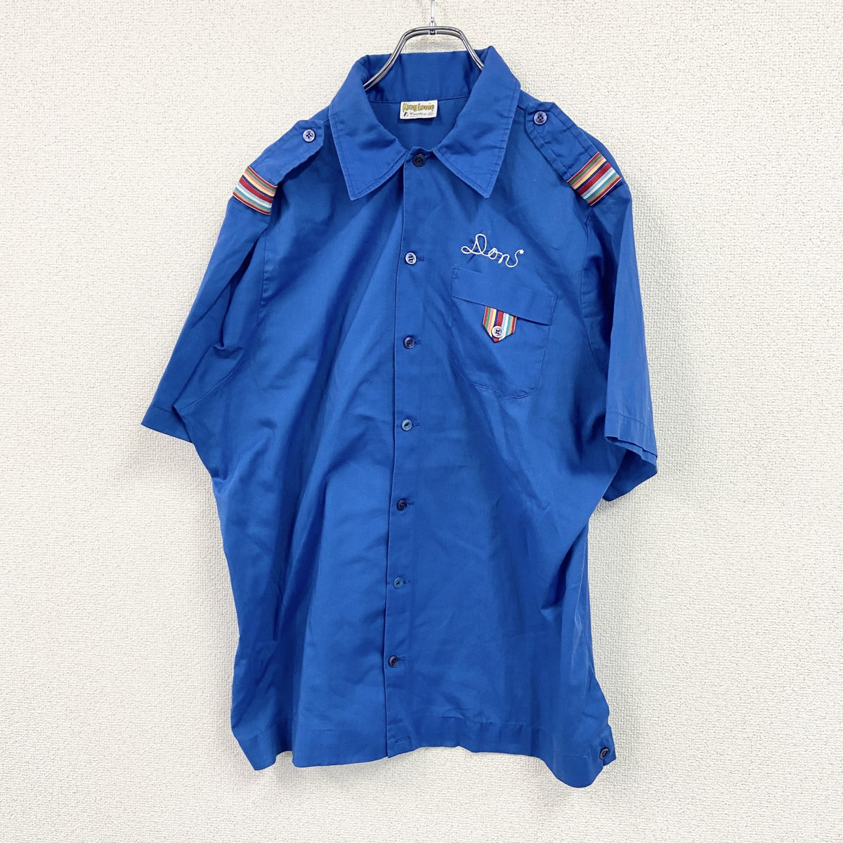 ～80s　King Louie　キングルイ　半袖ボウリングシャツ　USA製　ヴィンテージ　青　ブルー　XLサイズ　古着
