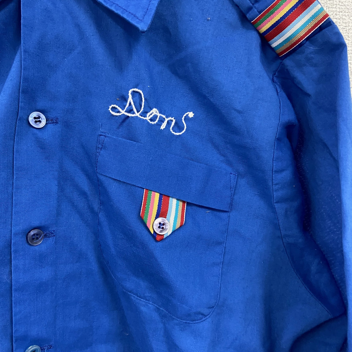 ～80s　King Louie　キングルイ　半袖ボウリングシャツ　USA製　ヴィンテージ　青　ブルー　XLサイズ　古着