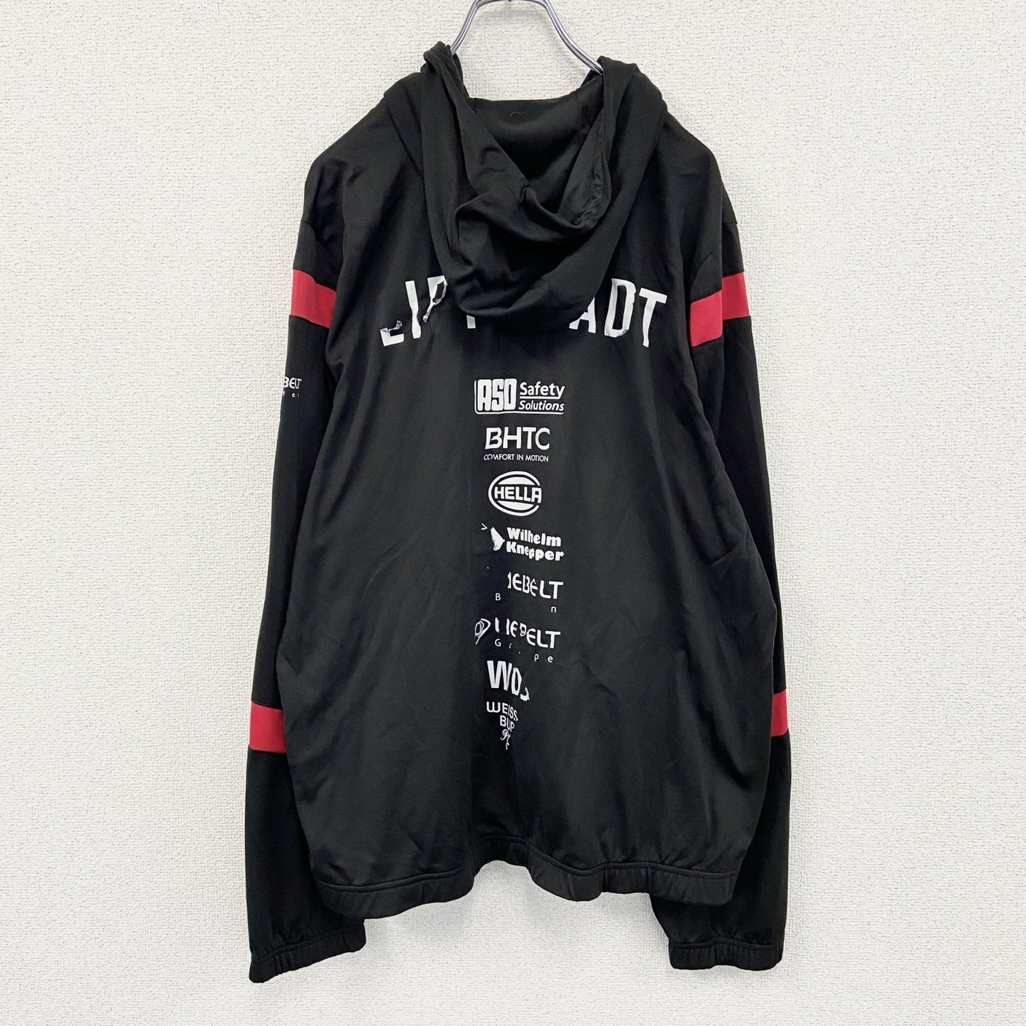 erima　トラックジャケット/ジャージパーカー　黒　ブラック　赤　レッド　XLサイズ