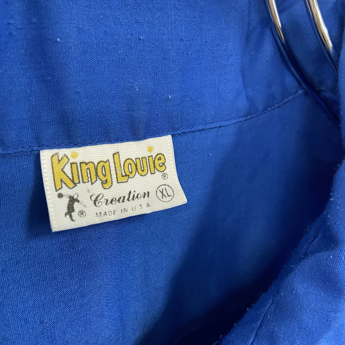 ～80s　King Louie　キングルイ　半袖ボウリングシャツ　USA製　ヴィンテージ　青　ブルー　XLサイズ　古着