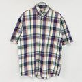 90s　Eddie Bauer　エディーバウアー　半袖ボタンダウンシャツ　チェック柄　マルチカラー　Sサイズ　　ヴィンテージ　古着