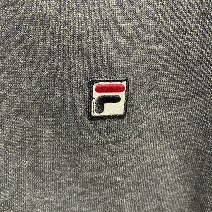 古着 used　FILA　フィラ　長袖ハーフジップスウェット　ポイント刺繍トレーナー　ダークグレー　ビッグシルエット　XLサイズ