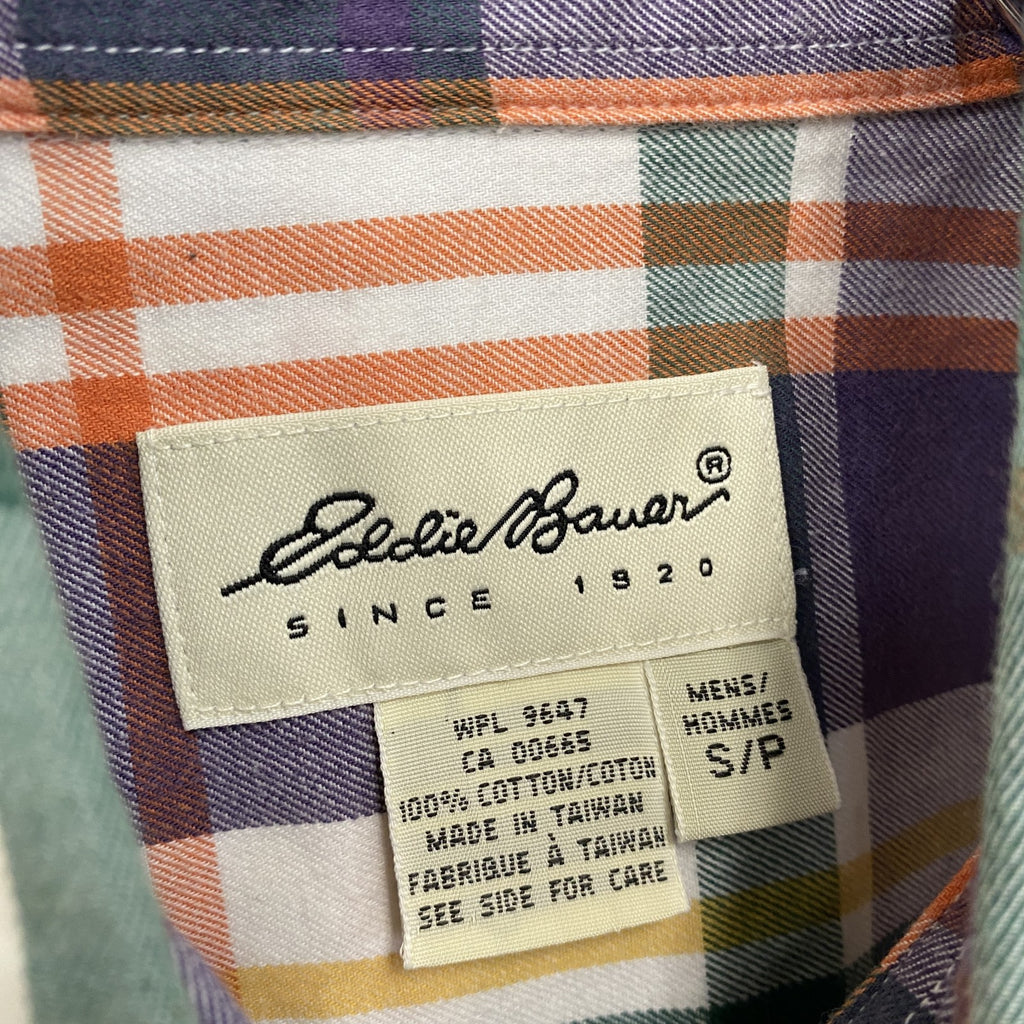 90s　Eddie Bauer　エディーバウアー　半袖ボタンダウンシャツ　チェック柄　マルチカラー　Sサイズ　　ヴィンテージ　古着