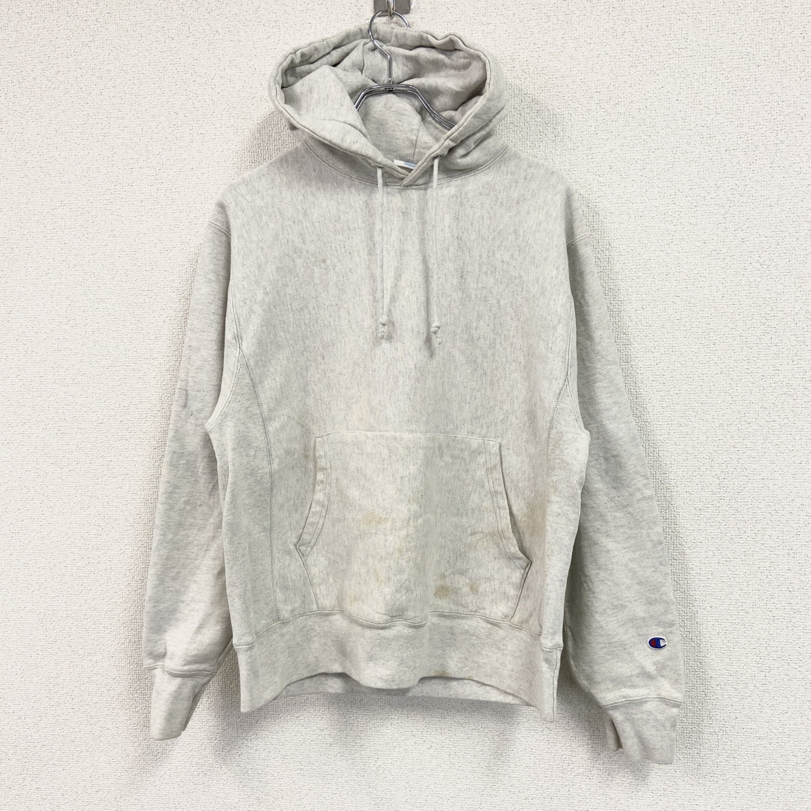 Champion　チャンピオン　リバースウィーブ　スウェットパーカー/フーディー　目無し　灰色　霜降りグレー　Mサイズ　古着