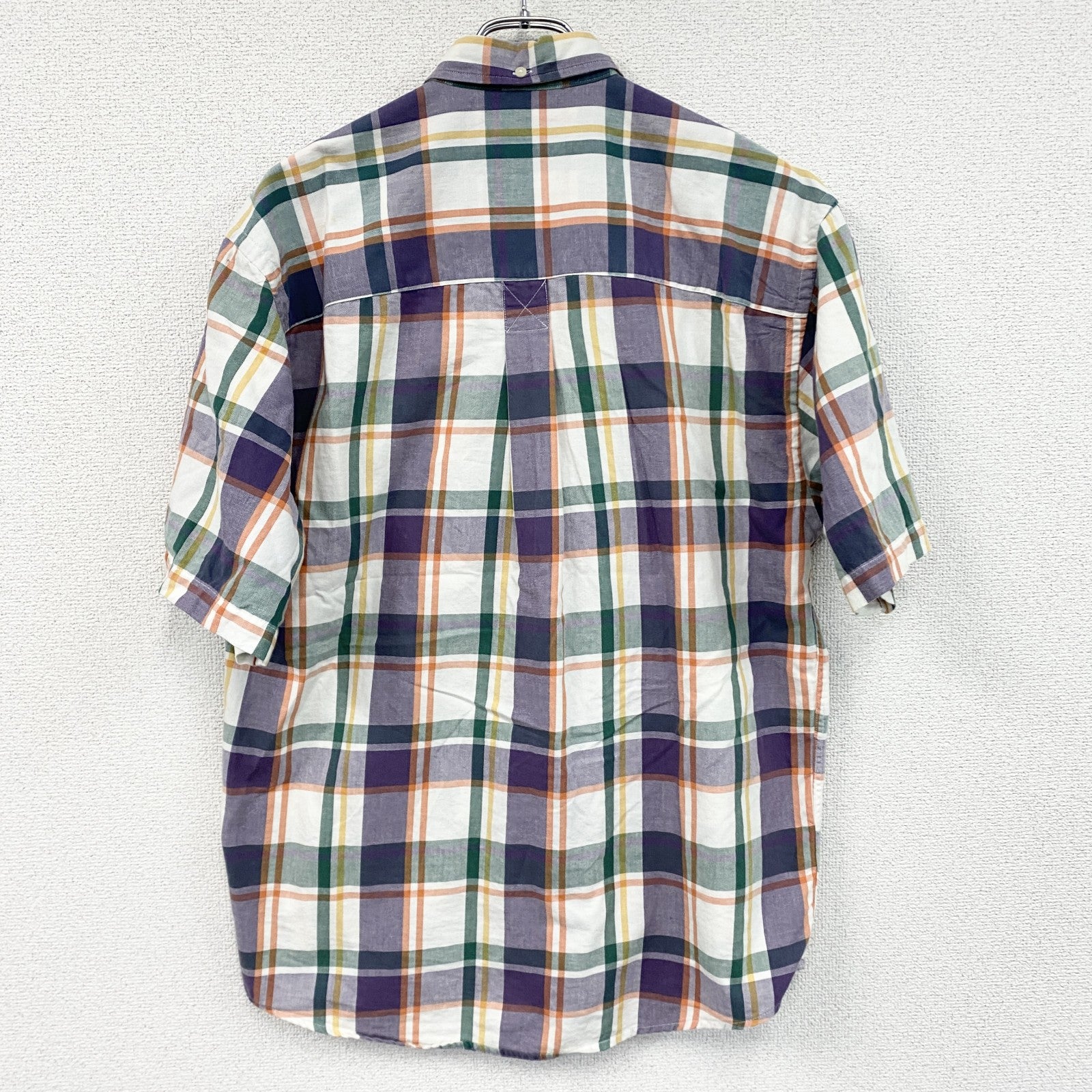 90s　Eddie Bauer　エディーバウアー　半袖ボタンダウンシャツ　チェック柄　マルチカラー　Sサイズ　　ヴィンテージ　古着