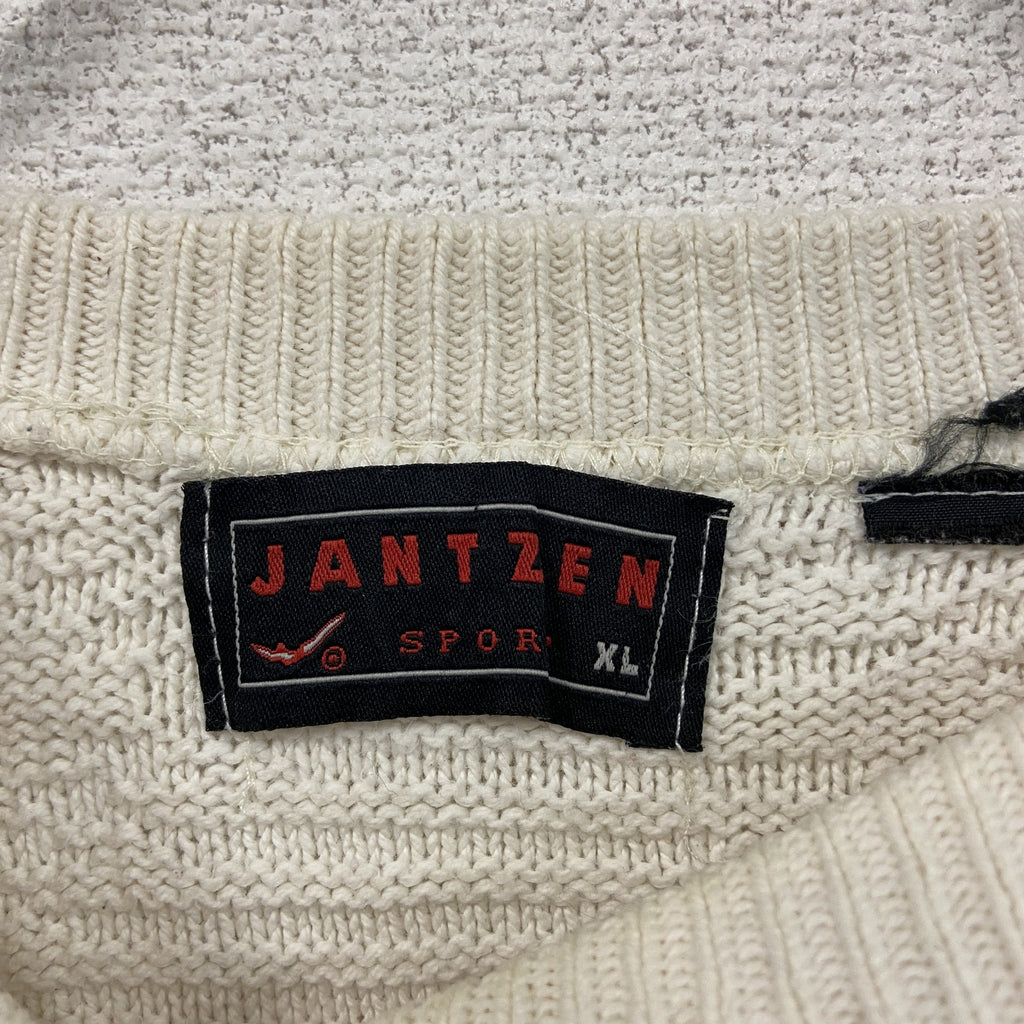 ～00s　JANTZEN　テクスチャードニットセーター　ヴィンテージ　オフホワイト　XLサイズ　古着