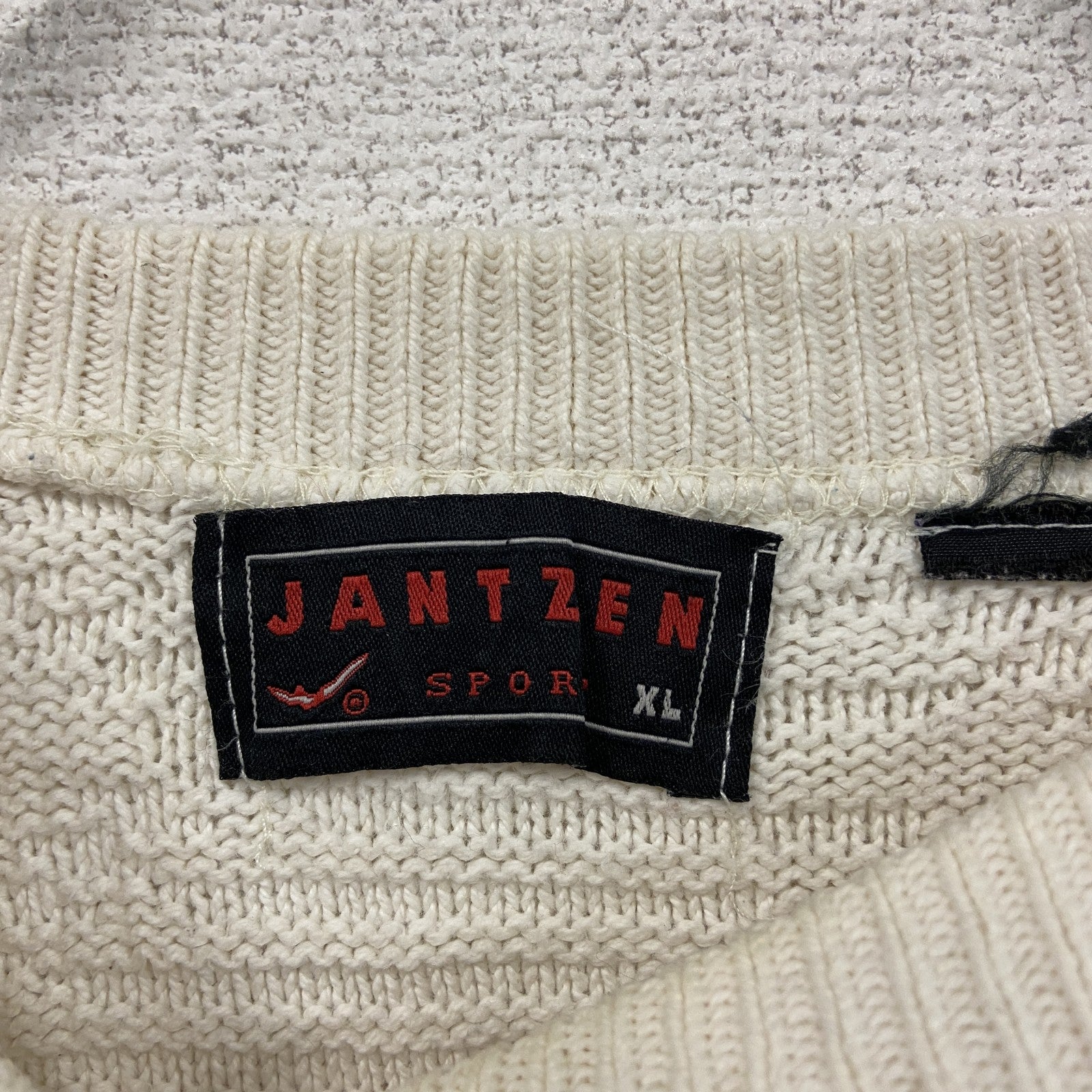 ～00s　JANTZEN　テクスチャードニットセーター　ヴィンテージ　オフホワイト　XLサイズ　古着