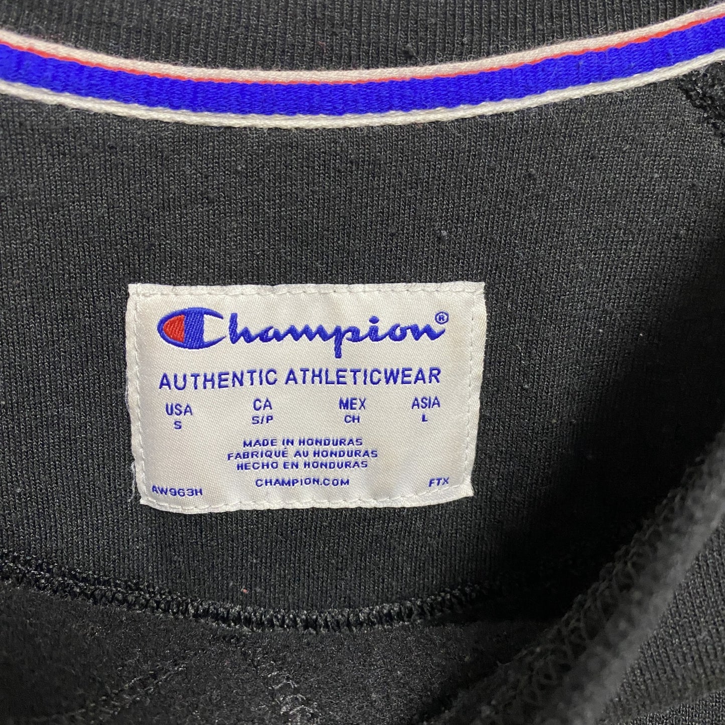 古着 used　Champion チャンピオン　長袖ロゴプリントスウェット　トレーナー　黒　ブラック　Sサイズ