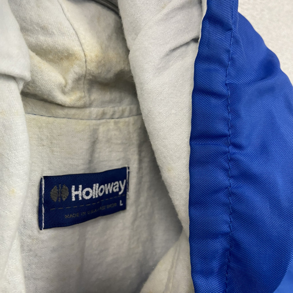 ～90s　Holloway　ホロウェイ　アノラックパーカー　ホワイトタイガー　アーチプリント　ヴィンテージ　青　ブルー　Lサイズ　古着