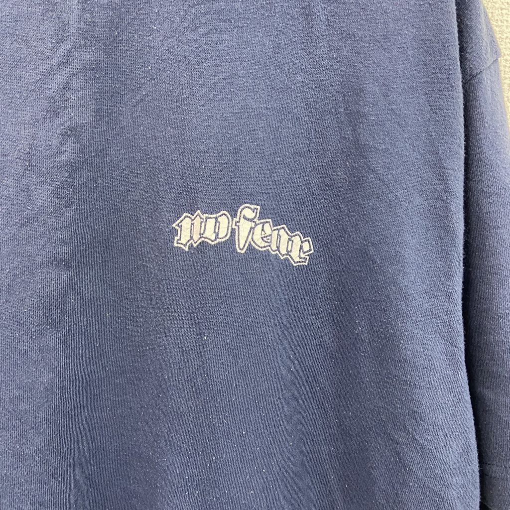 NO FEAR 　ノーフェア　半袖Tシャツ　スカル　骸骨　紺　ネイビー　Lサイズ　古着