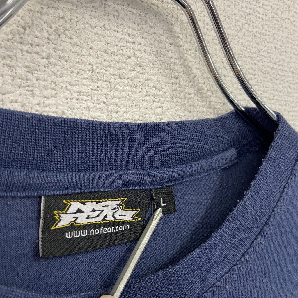 NO FEAR 　ノーフェア　半袖Tシャツ　スカル　骸骨　紺　ネイビー　Lサイズ　古着