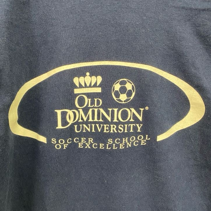 90s　adidas　アディダス　半袖カレッジプリントTシャツ　OLD DOMINION　クルーネック　ネイビー　紺　Sサイズ　　ヴィンテージ　古着