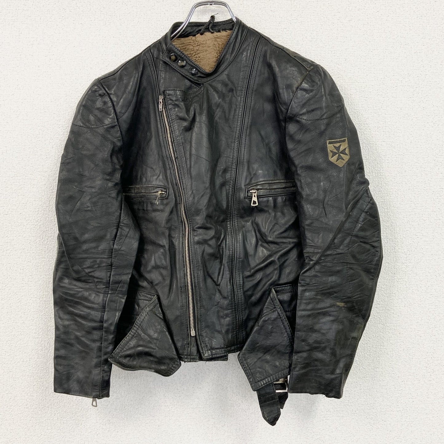 HARRRO　レザージャケット　ダブルライダースジャケット　裏起毛　黒　ブラック　48