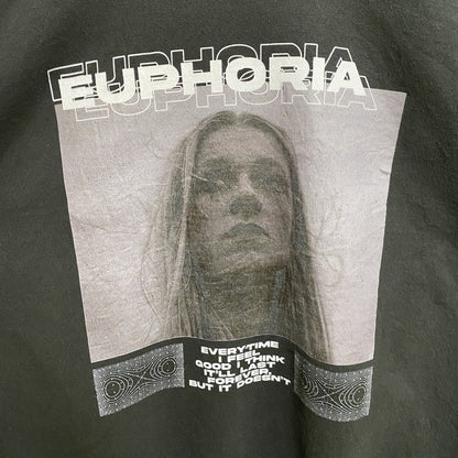 古着 used　GILDAN ギルダン　長袖グラフィックプリントスウェット　トレーナー　EUPHORIA　黒　ブラック　Lサイズ